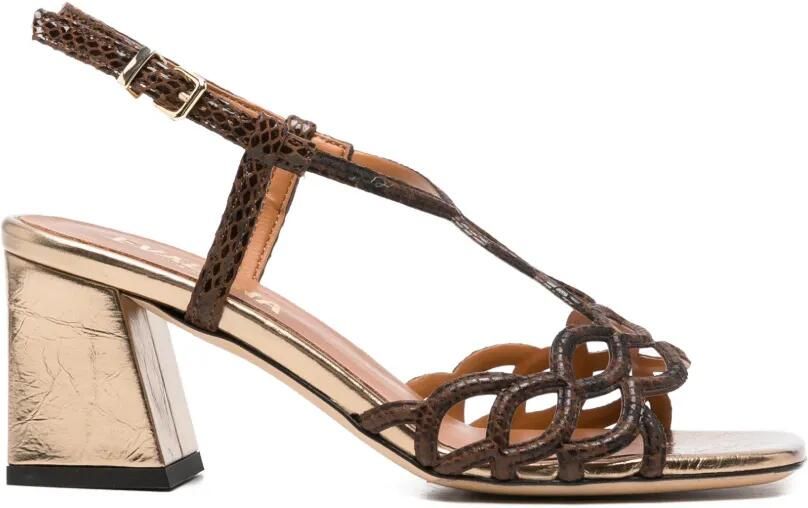 Evaluna Sandalen met blokhak Bruin