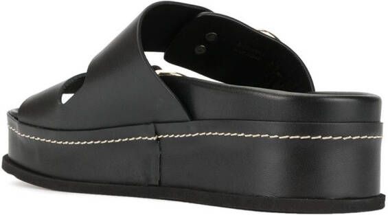 3.1 Phillip Lim Freida badslippers met plateauzool en dubbele gesp Zwart