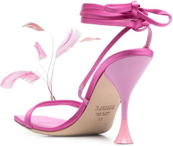 3juin Kimi sandalen met veren detail Roze