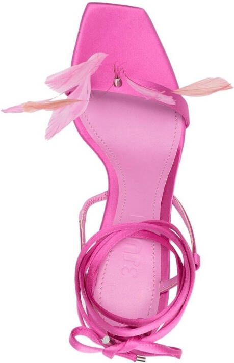 3juin Kimi sandalen met veren detail Roze