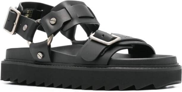 Acne Studios Leren sandalen met gesp Zwart