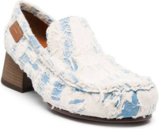 Acne Studios Gerafelde denim loafers Blauw