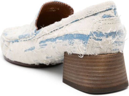Acne Studios Gerafelde denim loafers Blauw