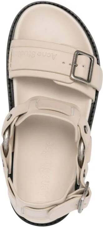 Acne Studios Leren sandalen met gesp Beige