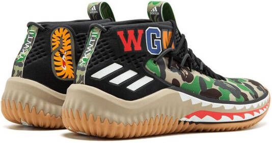 adidas x BAPE Dame4 "Green Shark ABC Camo" sneakers Zwart