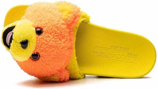 adidas x Jeremy Scott slippers met teddybeer Geel
