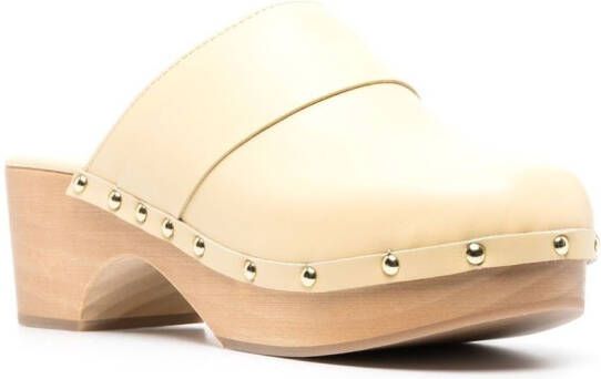 Aeyde 60 mm Bibi leren en houten muiltjes Beige