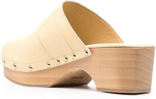 Aeyde 60 mm Bibi leren en houten muiltjes Beige