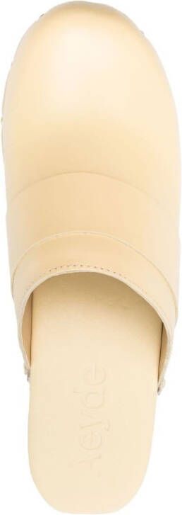 Aeyde 60 mm Bibi leren en houten muiltjes Beige