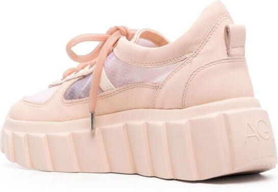 AGL Blondie Grid sneakers met plateauzool Roze