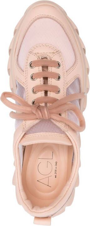 AGL Blondie Grid sneakers met plateauzool Roze