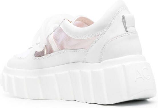 AGL Blondie Grid sneakers met plateauzool Wit