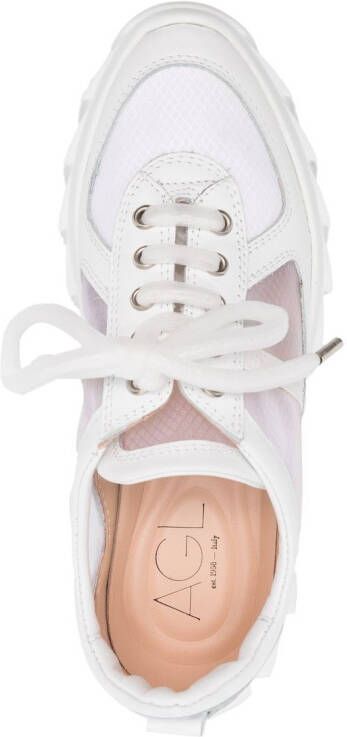 AGL Blondie Grid sneakers met plateauzool Wit