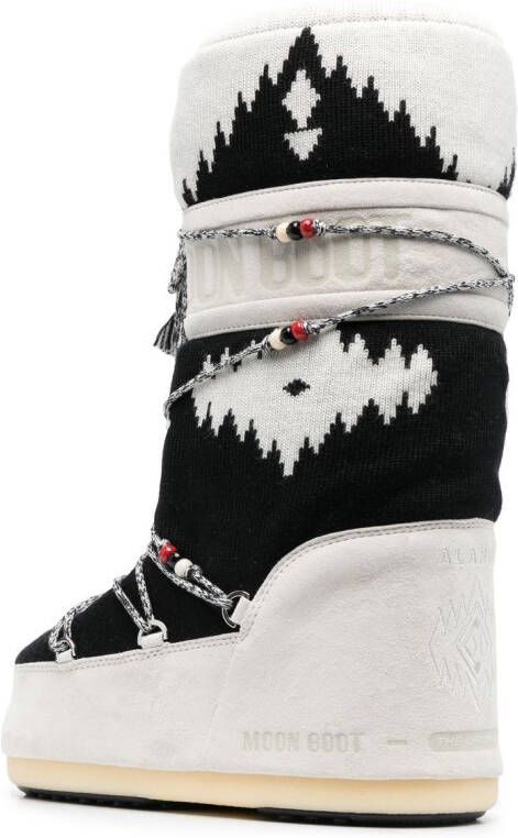 Alanui x Moon boot Icon Knit snowboots Wit