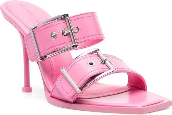 Alexander McQueen 100mm leren sandalen met gesp Roze