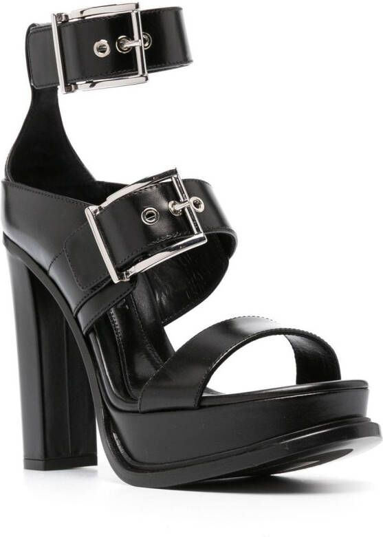 Alexander McQueen Leren sandalen Zwart