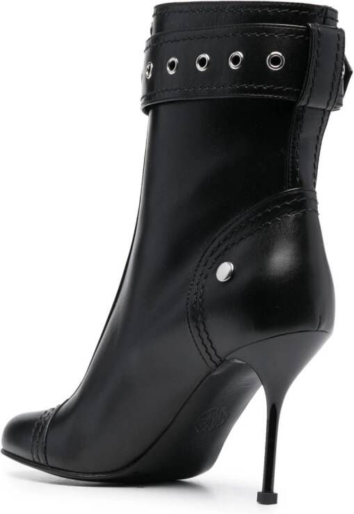 Alexander McQueen Leren 90mm laarzen met gesp Zwart