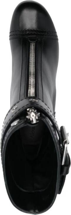 Alexander McQueen Leren 90mm laarzen met gesp Zwart