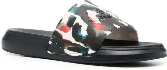 Alexander McQueen Badslippers met logoprint Zwart