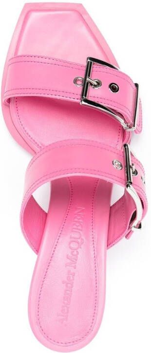 Alexander McQueen 75mm leren sandalen met gesp Roze