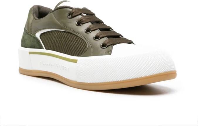 Alexander McQueen Deck Plimsoll leren sneakers Groen