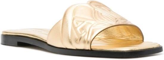 Alexander McQueen Slippers met logo-reliëf Goud