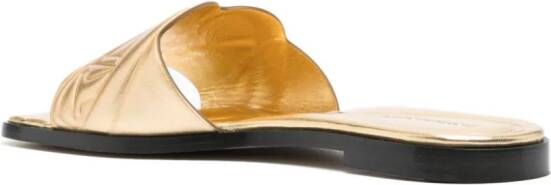 Alexander McQueen Slippers met logo-reliëf Goud