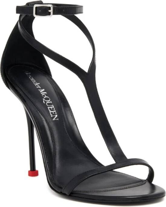 Alexander McQueen 90 mm Harness leren sandalen Zwart