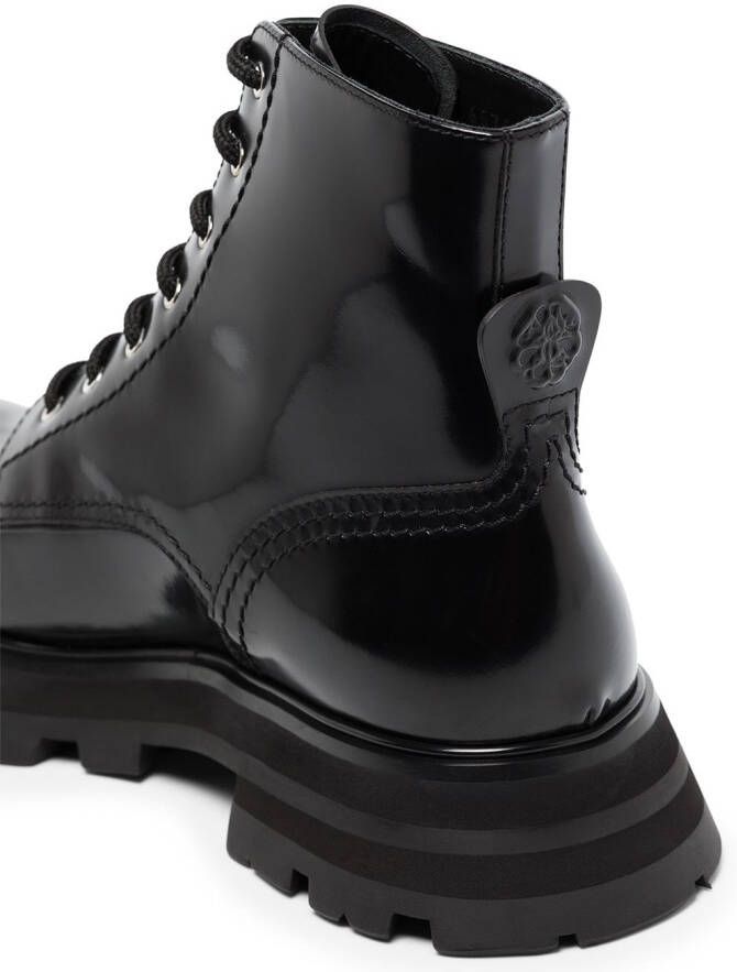 Alexander McQueen Leren combat boots Zwart