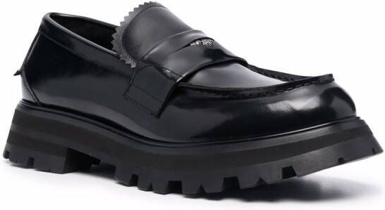 Alexander McQueen Leren loafers Zwart