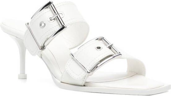 Alexander McQueen 75mm leren sandalen met gesp Wit