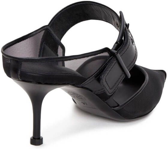 Alexander McQueen 65 mm Punk mesh muiltjes met gesp Zwart