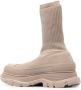 Alexander McQueen Ribgebreide enkellaarzen Beige - Thumbnail 3