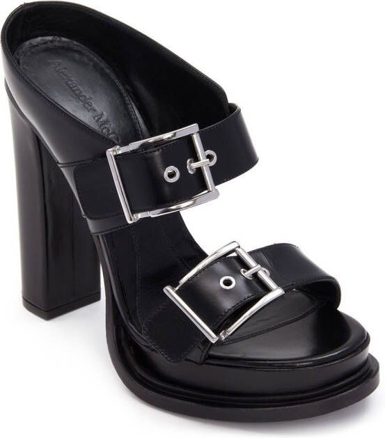Alexander McQueen 120mm leren muiltjes met plateauzool Zwart