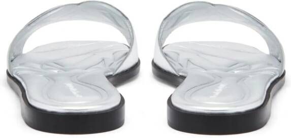 Alexander McQueen Seal leren slippers Zilver