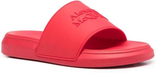 Alexander McQueen Slippers met logo-reliëf Rood