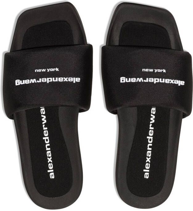 Alexander Wang Slippers met logoprint Zwart