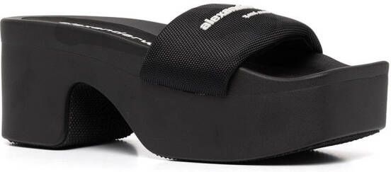 Alexander Wang Slippers met logoprint Zwart