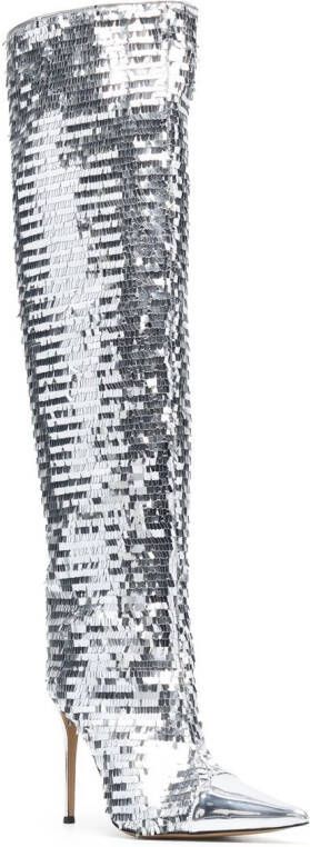 Alexandre Vauthier Clem knielaarzen met pailletten Zilver