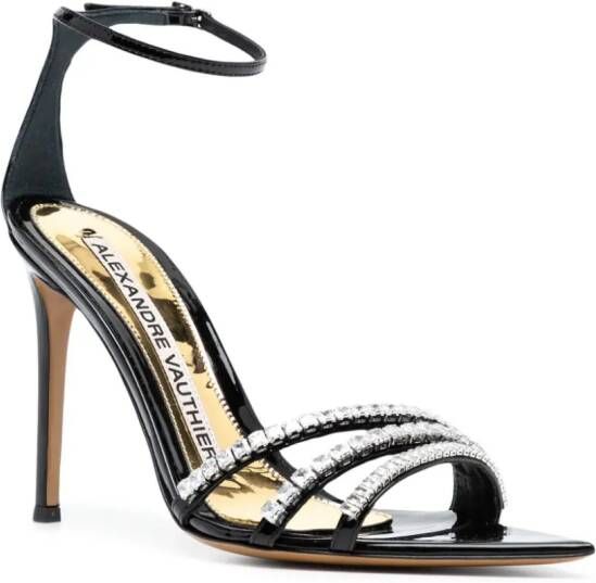 Alexandre Vauthier 85mm leren sandalen verfraaid met kristallen Zwart