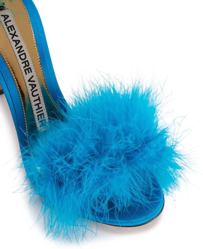 Alexandre Vauthier Veronica sandalen met veren Blauw