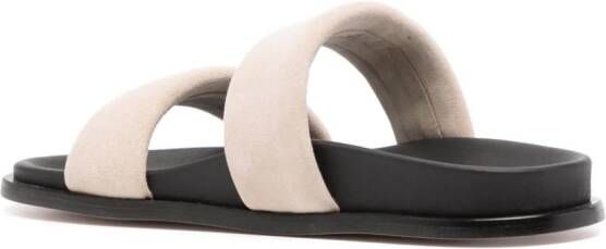 ALOHAS Suède sandalen met dubbele bandjes Beige