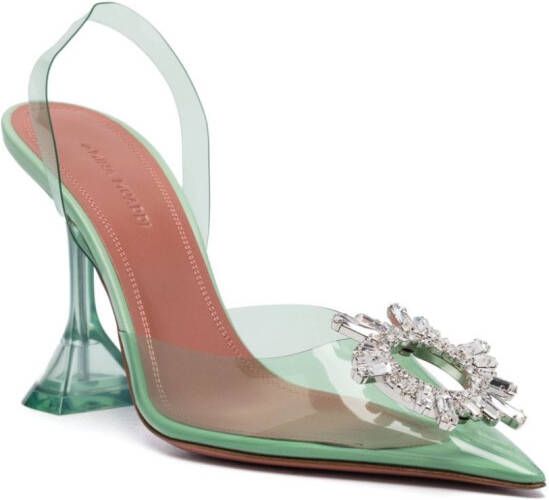 Amina Muaddi Slingback pumps met kristallen Groen