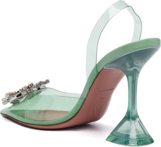 Amina Muaddi Slingback pumps met kristallen Groen