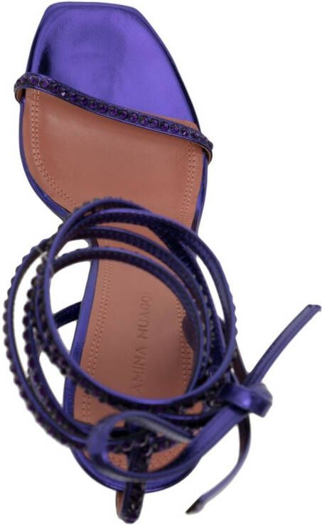 Amina Muaddi Vita sandalen met kristallen hart Paars