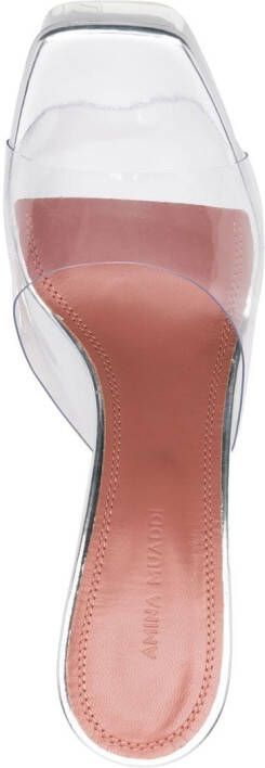 Amina Muaddi 140mm Dalida Glass muiltjes met plateauzool Zilver