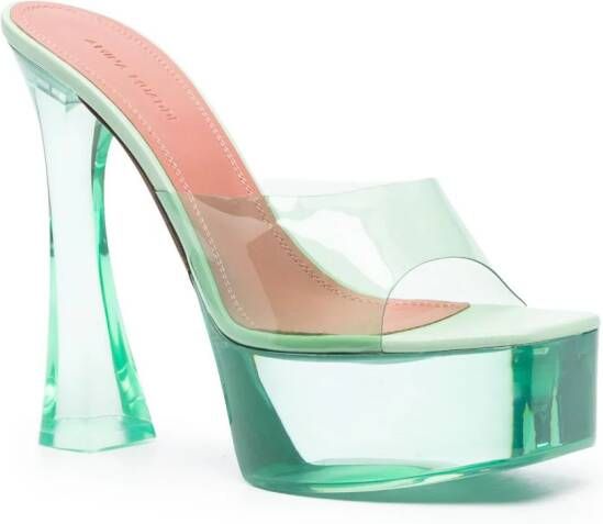 Amina Muaddi Dalida Glass sandalen met plateauzool Groen
