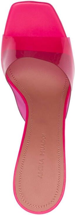 Amina Muaddi 140mm Dalida Glass muiltjes met plateauzool Roze
