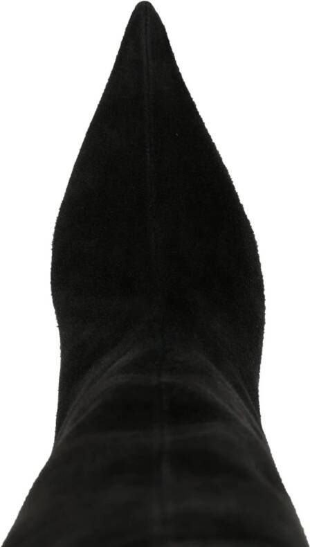 Amina Muaddi Fiona suède laarzen met puntige neus (60 mm) Zwart