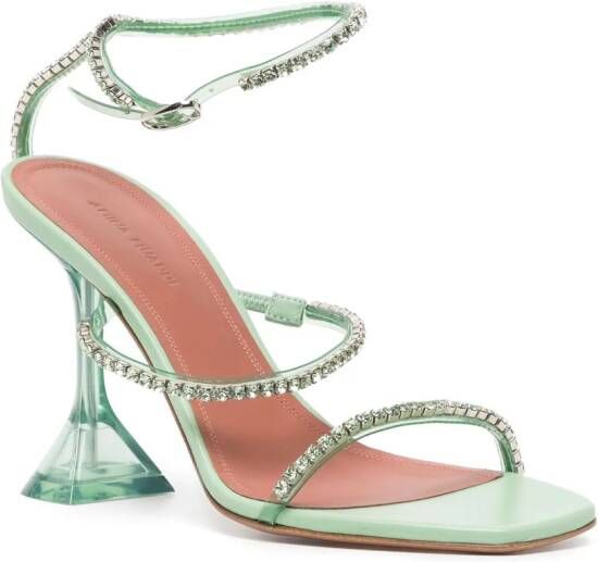 Amina Muaddi Gilda sandalen verfraaid met kristallen Groen